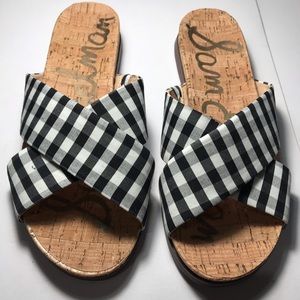 NWOB Sam Edelman Hattie Gingham Cross Slide S/8